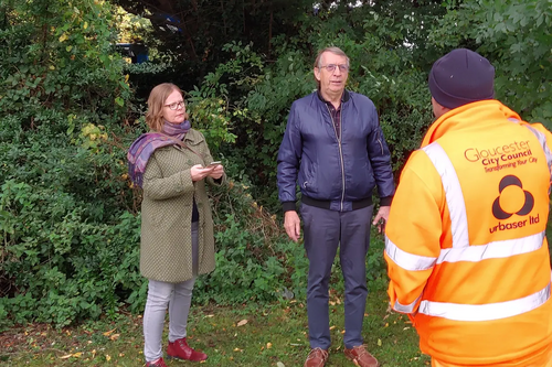 Dr Rebecca Trimnell and Councillor Paul Toleman standing in front of the tree