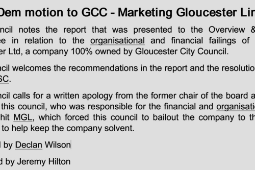 The Lib Dem Marketing Gloucester motion