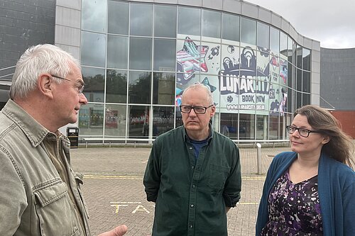 Councillors Jeremy Hilton, Declan Wilson and Anne Radley discuss the shock closure of the GL1 leisure centre