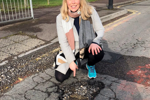 Sarah Sawyer and Elmleaze pothole