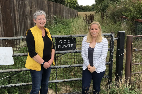 Councillor Linda Castle and Sarah Sawyer at the Paygrove Lane site